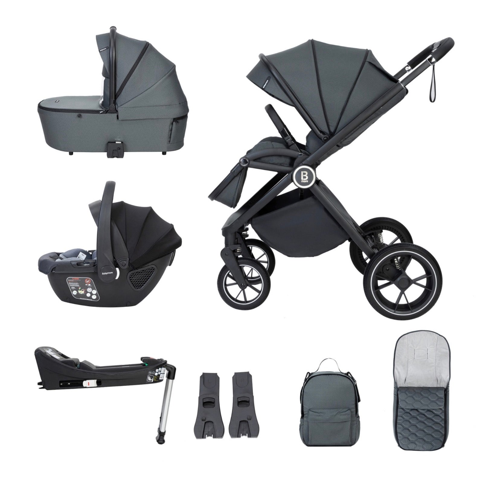 Babymore Kai Travel System Coco With Base – Forest Grey