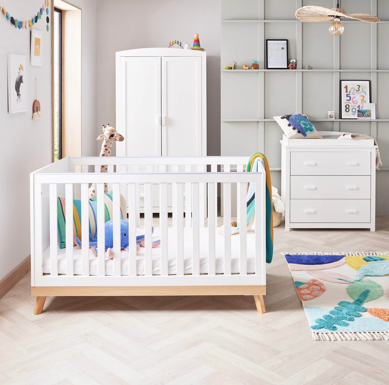 Babymore Mona 4in1 3 Piece Nursery Room Set – White