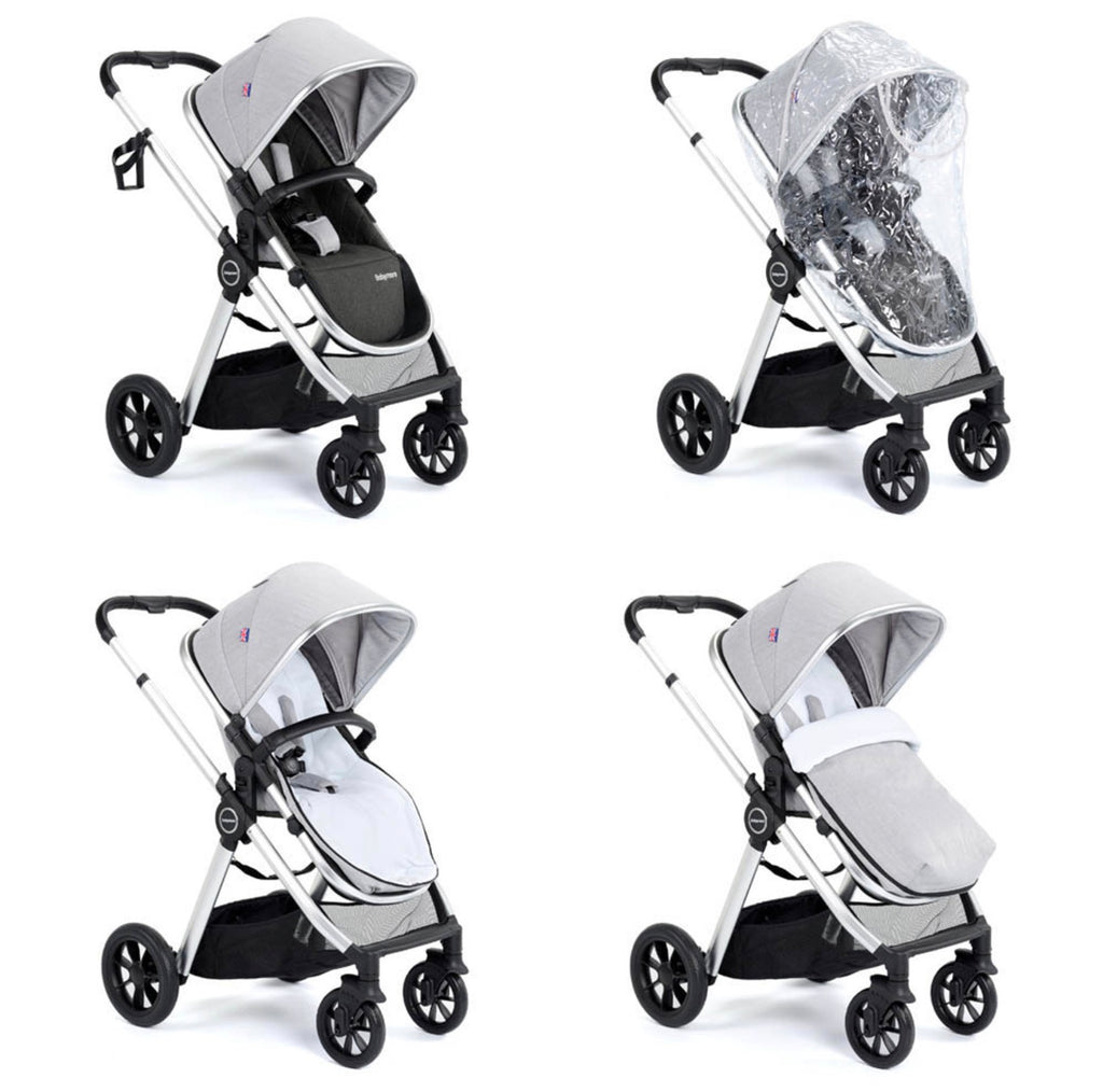 Babymore Memore V2 Pram Pushchair 11 Piece Silver Grey