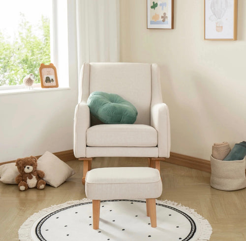 Babymore Freya Nursing Chair with Stool – Cream