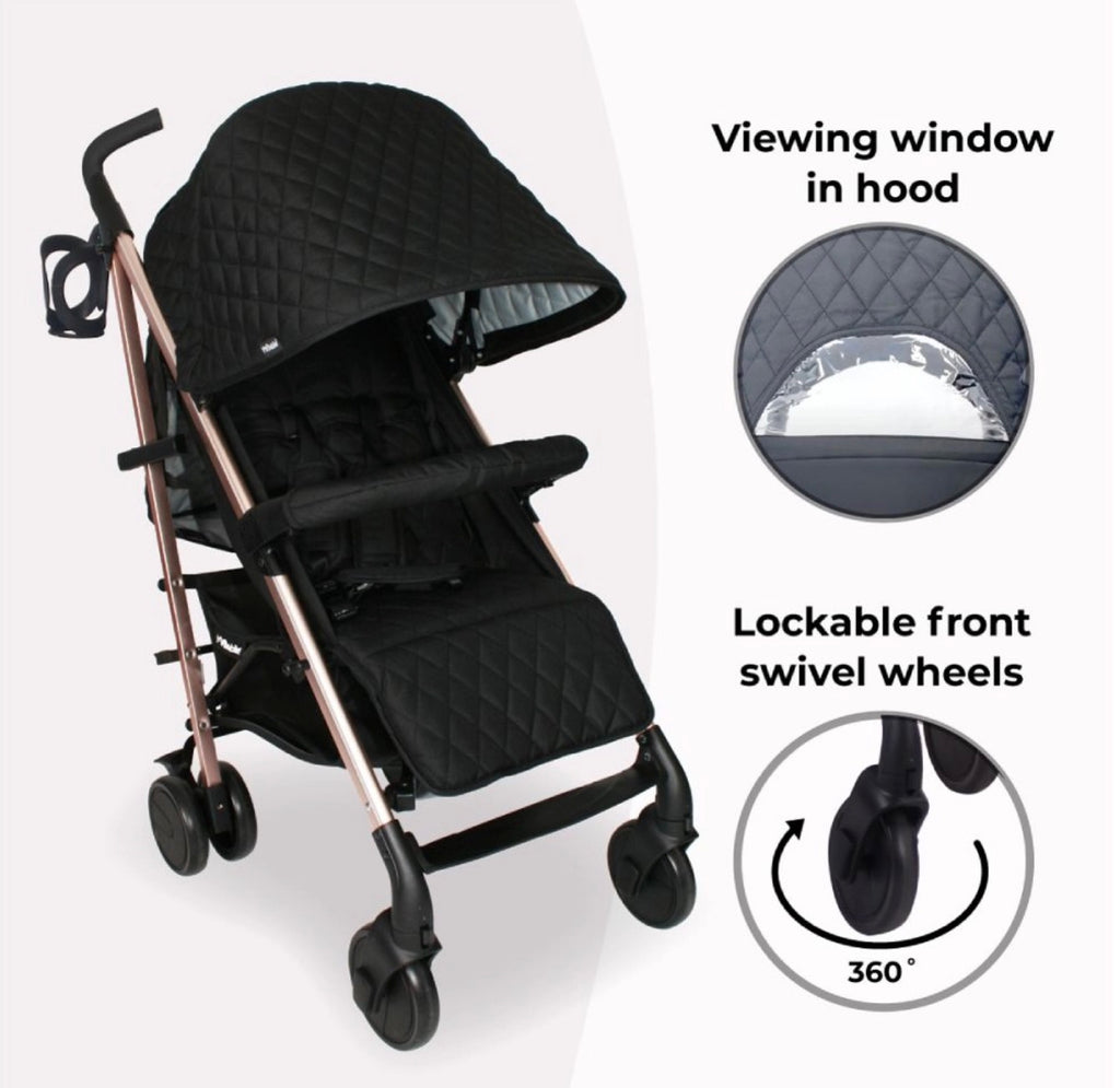 My Babiie MB51 PLUS Stroller - Quilted Black (MB51QG)