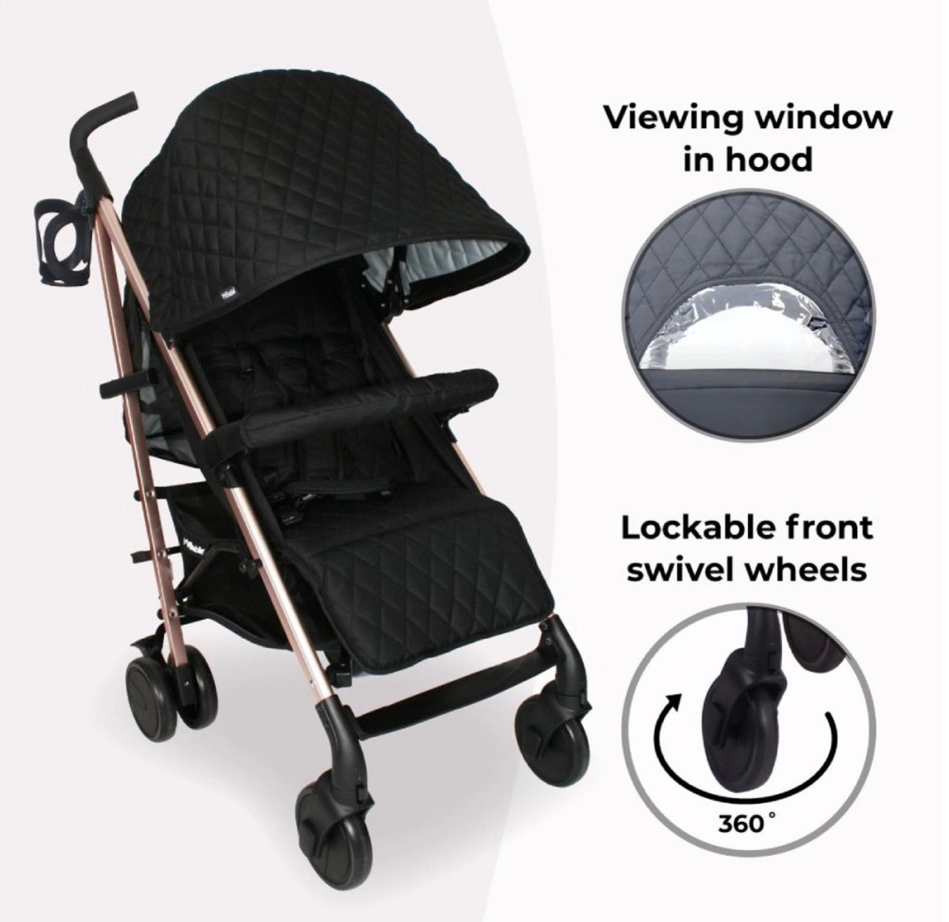 My Babiie MB51 PLUS Stroller - Quilted Black (MB51QG)