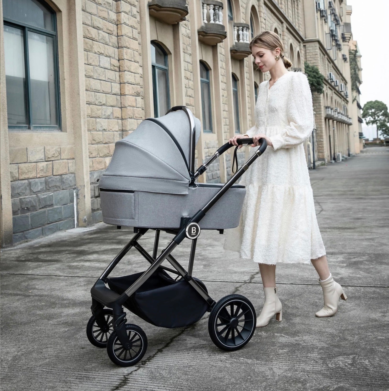 Babymore Chia Pram Pushchair – Pearl Grey