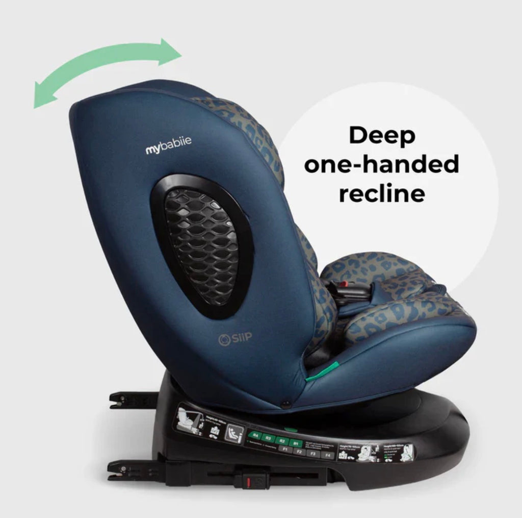 My Babiie MBCS200 Spin R129 Car Seat with Top Tether - Navy Leopard