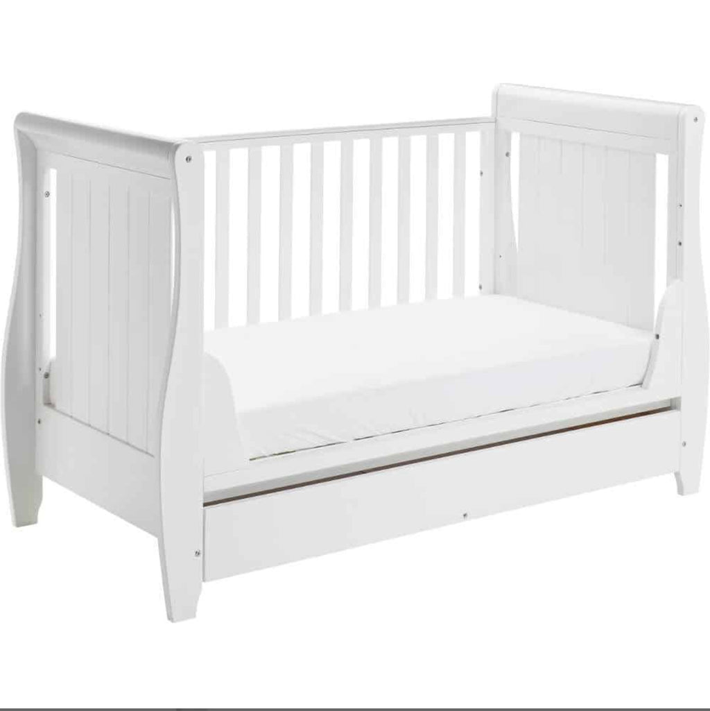 Babymore Stella Dropside Sleigh Cot Bed – White