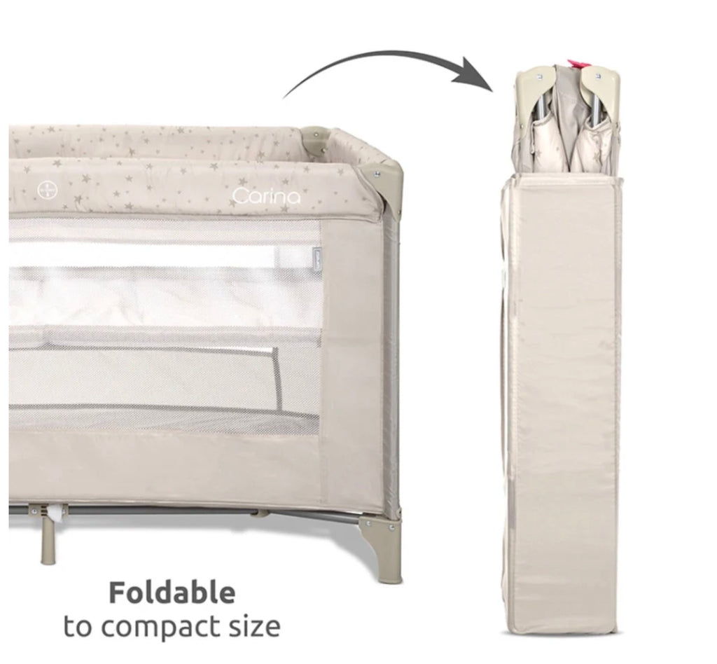 Lorelli Carina 2 Layer Travel Cot - Grey Stars