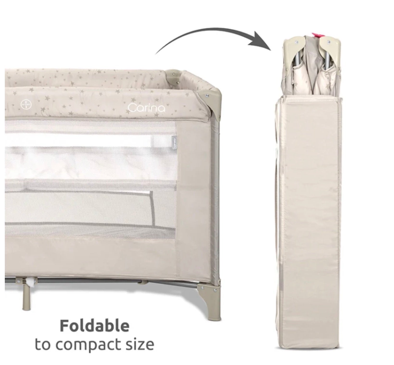 Lorelli Carina 2 Layer Travel Cot - Grey Stars