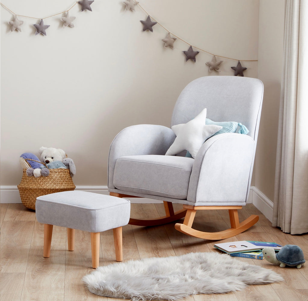 Babymore Freya Nursing Chair with Stool – Grey