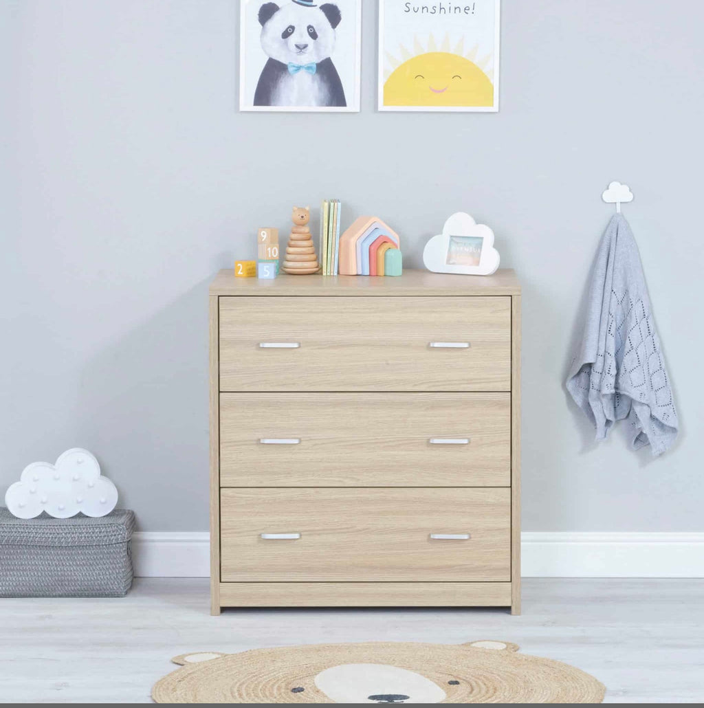 Babymore Veni 3 Piece Nursery Room Set – Oak