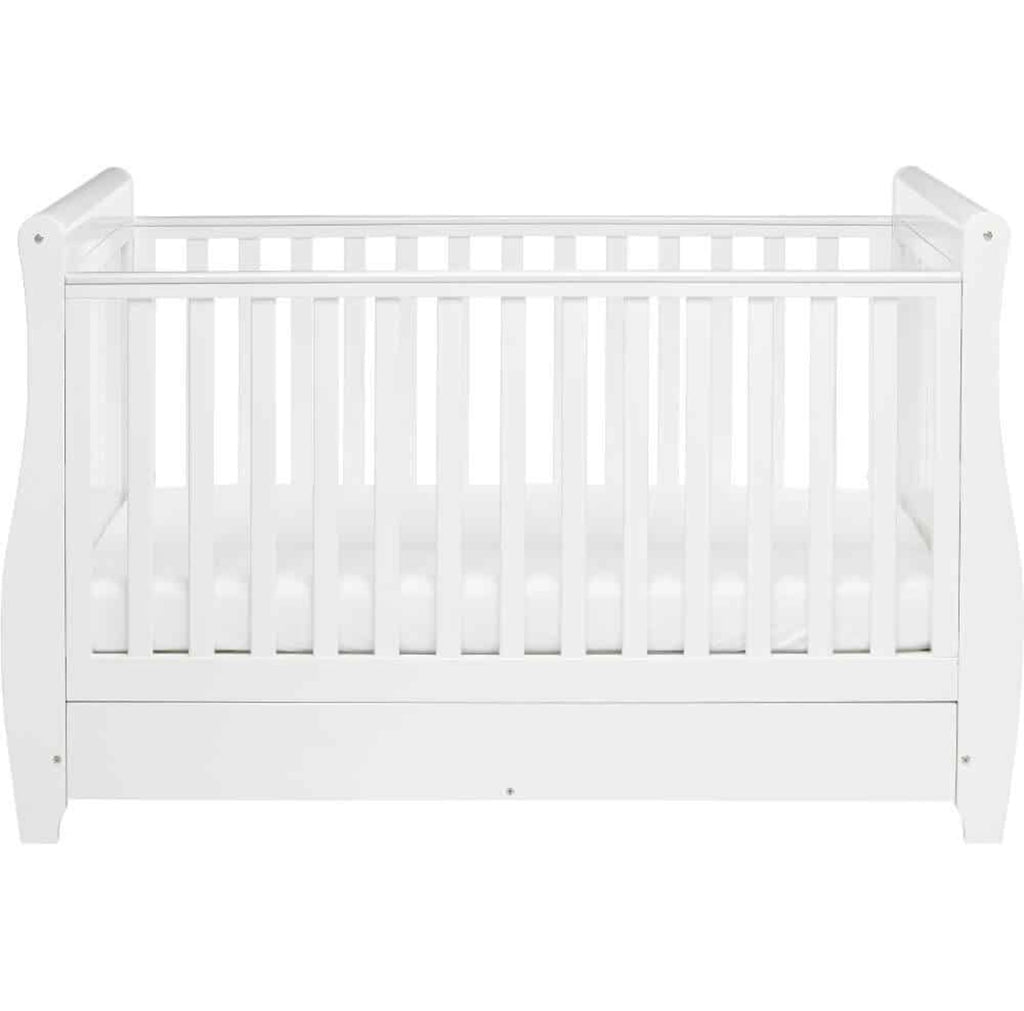 Babymore Stella Dropside Sleigh Cot Bed – White