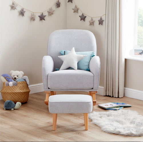 Babymore Freya Nursing Chair with Stool – Grey