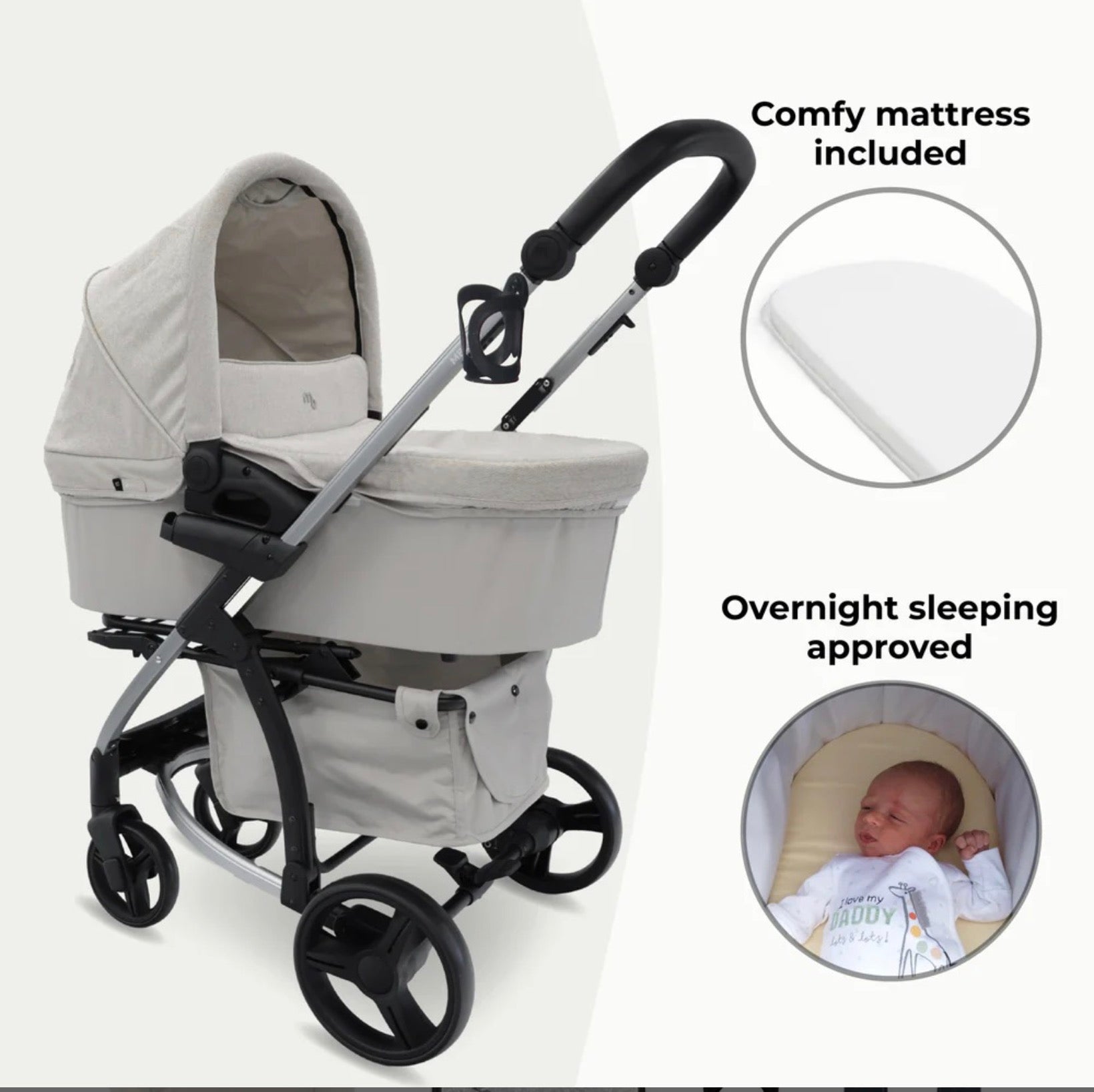 My Babiie MB200i Travel System with i-Size Car Seat – Oatmeal