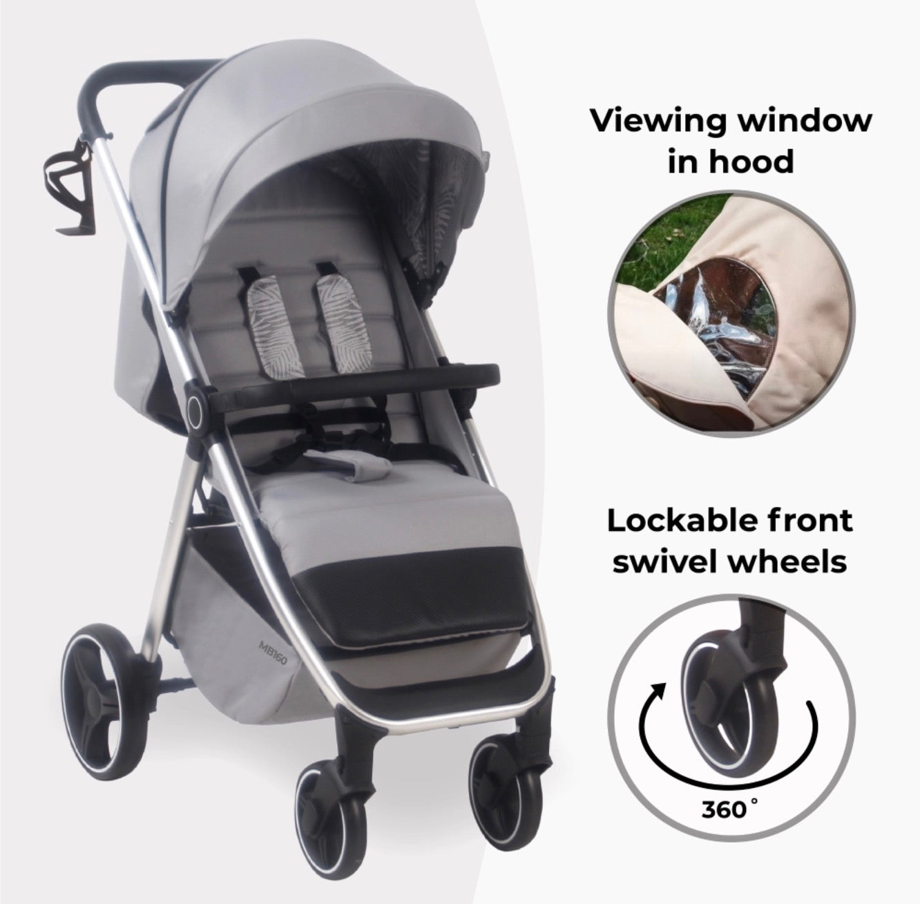 My Babiie MB160 PLUS Pushchair - Grey Tropical (MB160SFGF)