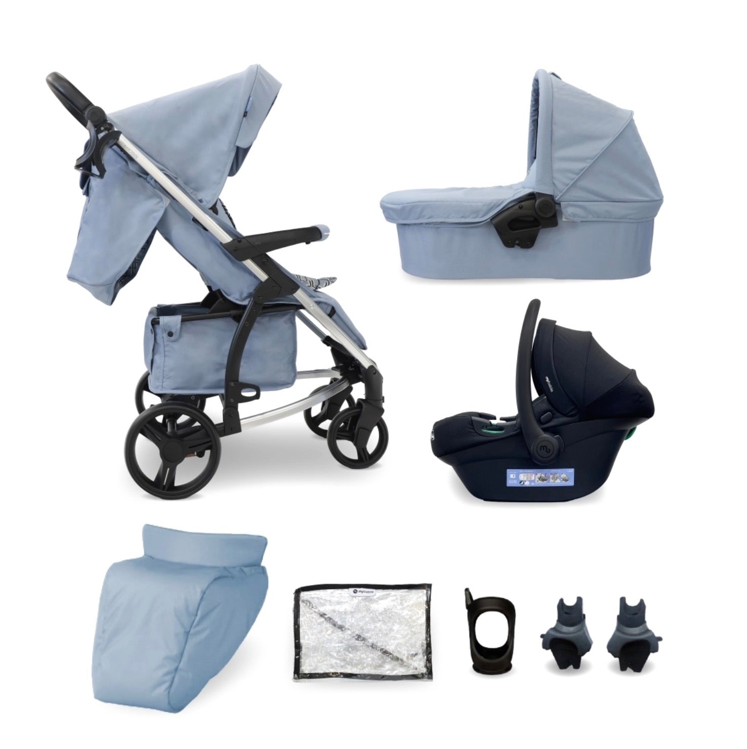 My Babiie MB200i 3in1 Travel System with i-Size Car Seat - Blue Plaid (MB200iDDBP)