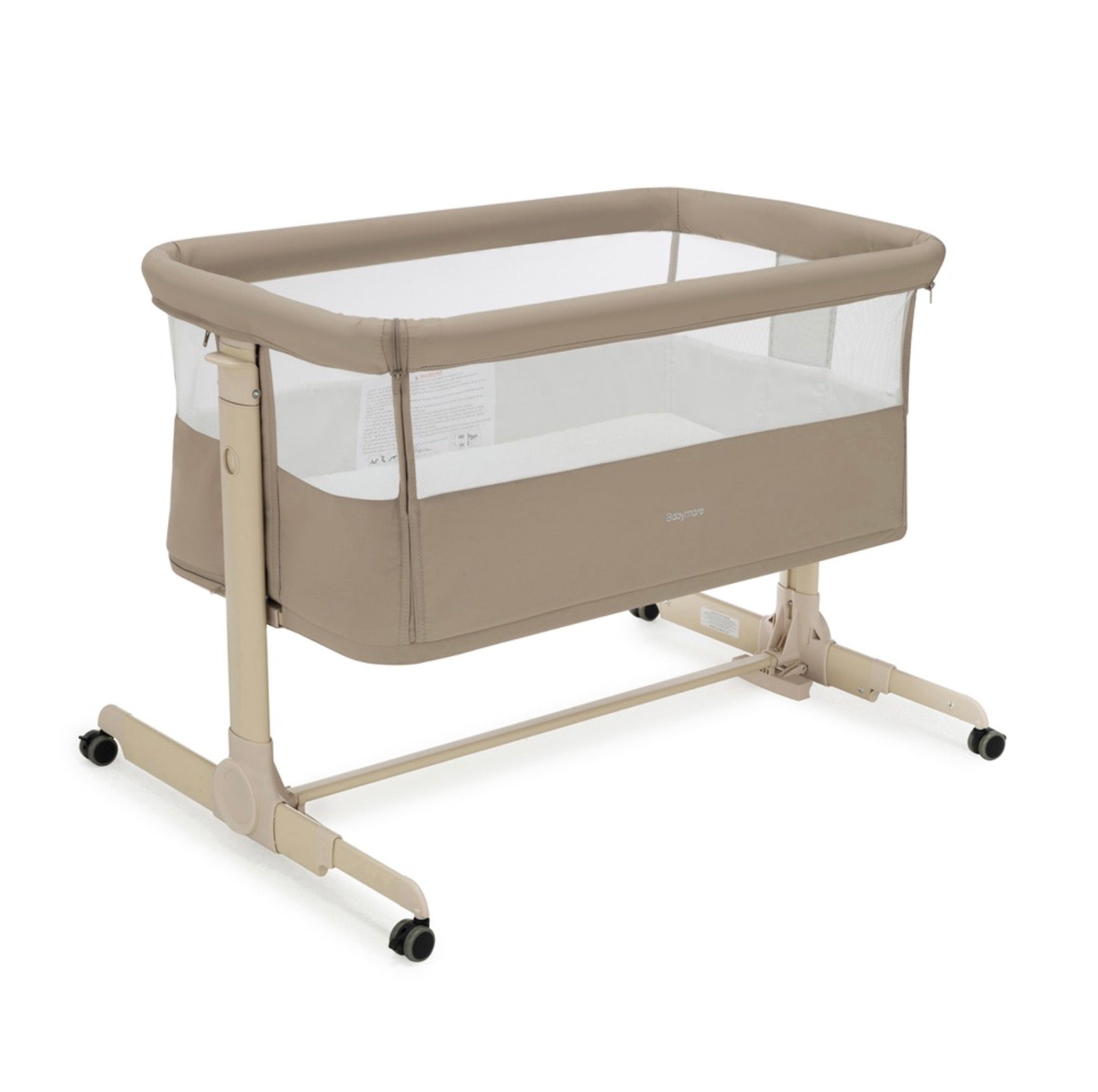 Babymore Neera Bedside Crib – Khaki