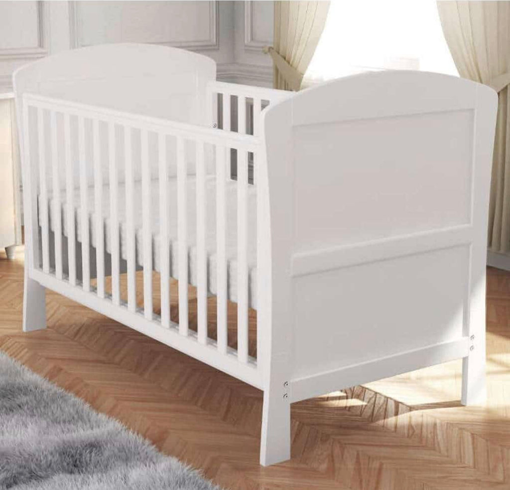 Babymore Aston Dropside Sleigh Cot Bed – White