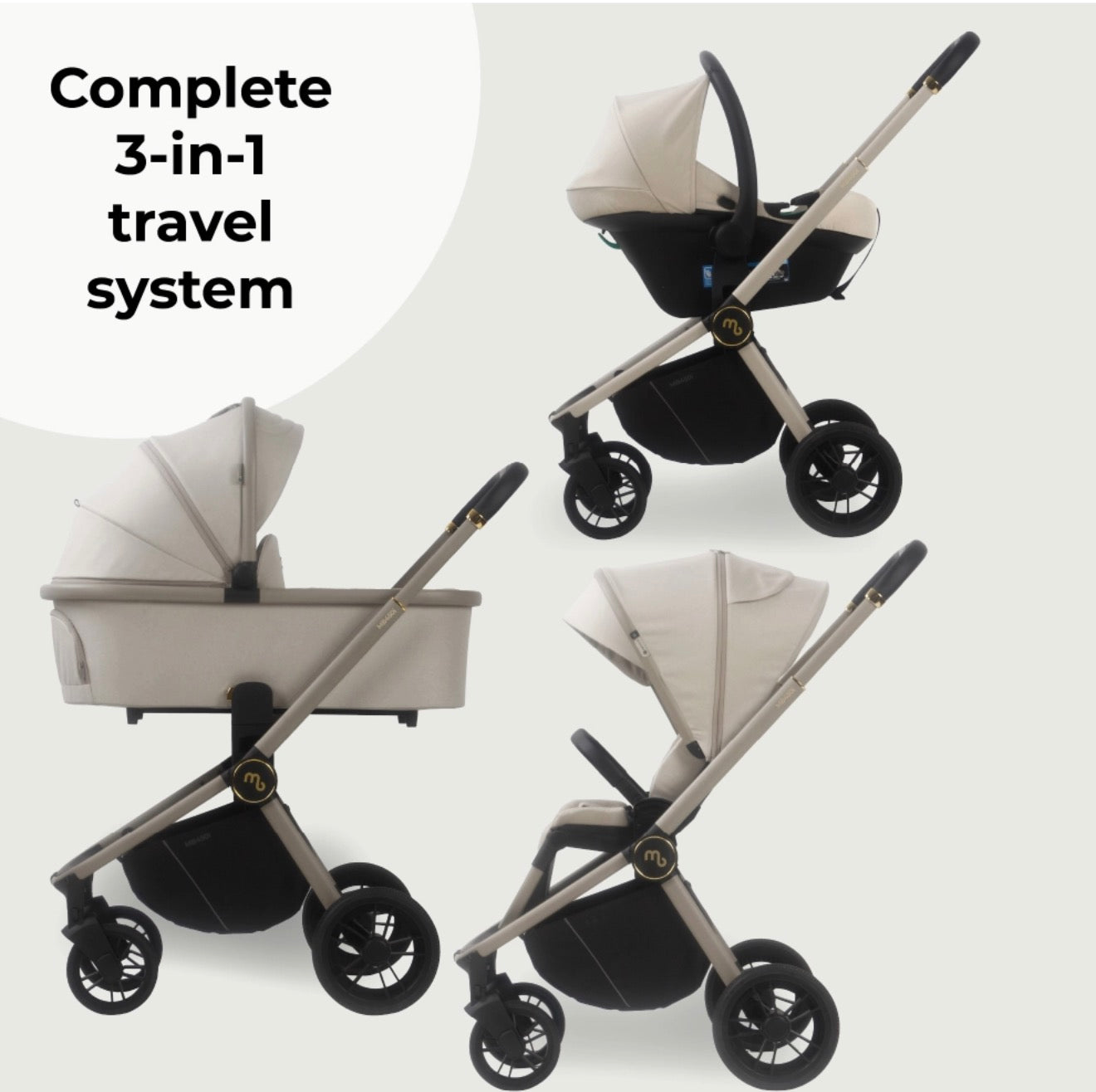 My Babiie MB450i 3 in 1 Travel System - Ivory (MB450iIV)