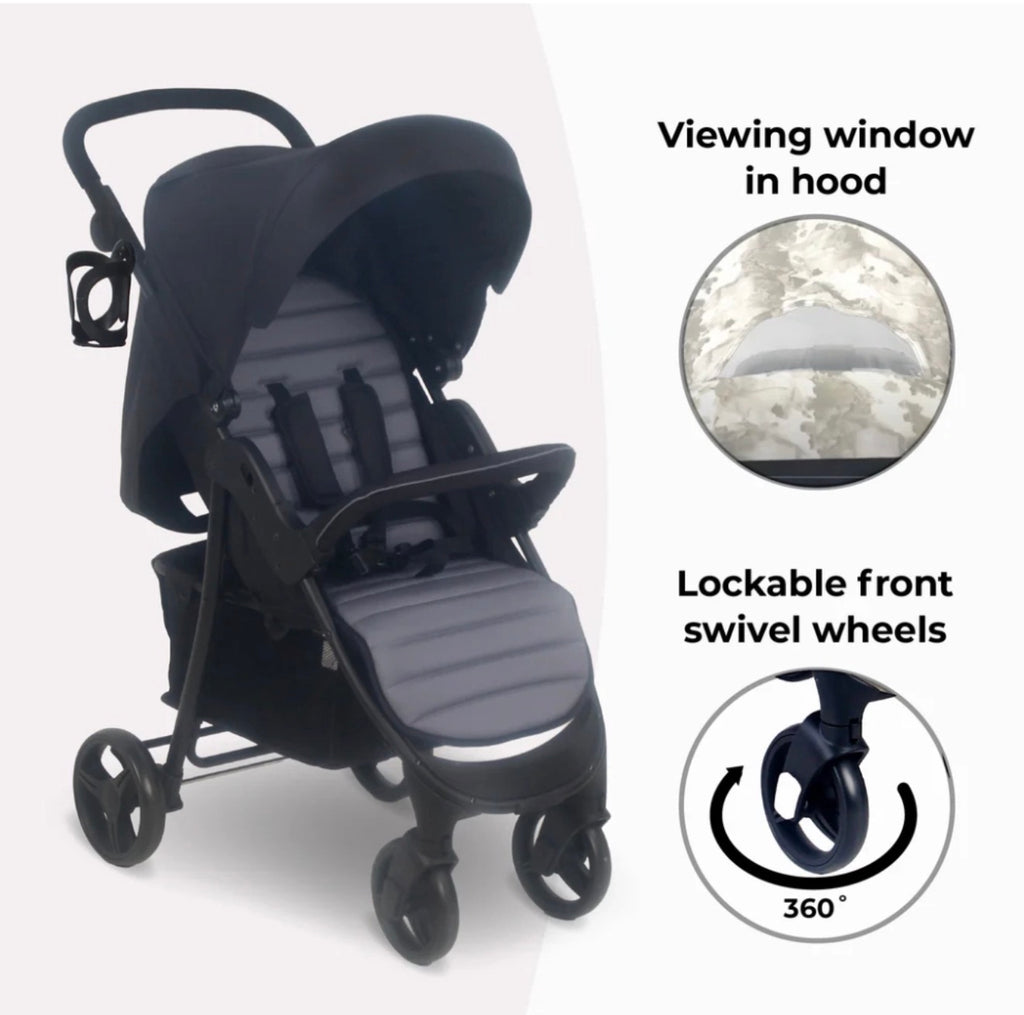 My Babiie MB30 PLUS Pushchair - Black/Grey (MB30BG)