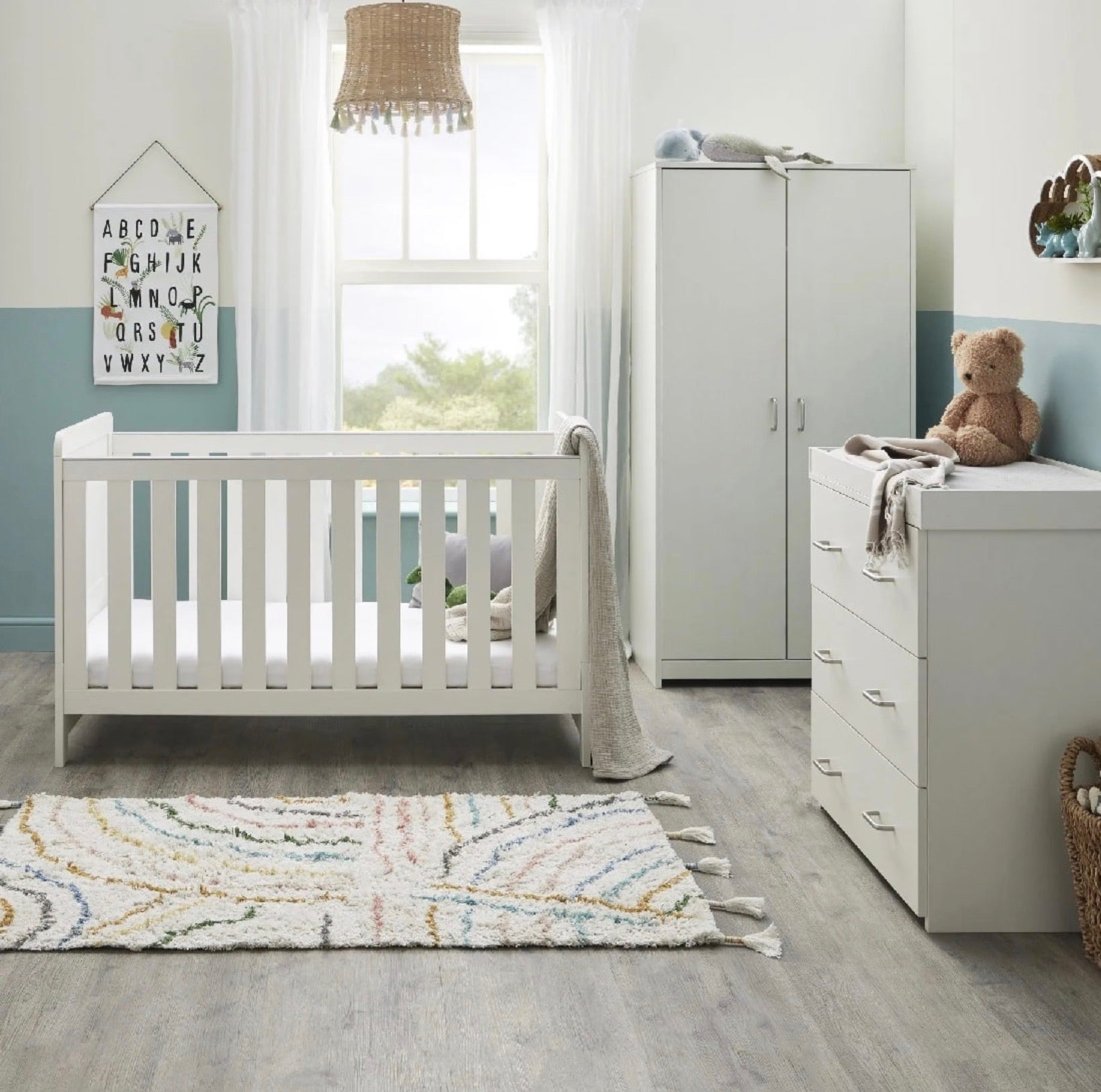 Babymore Caro 3 Piece Nursery Set – White Wash