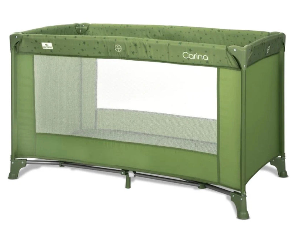 Lorelli Carina 1 Layer Travel Cot - Green Stars