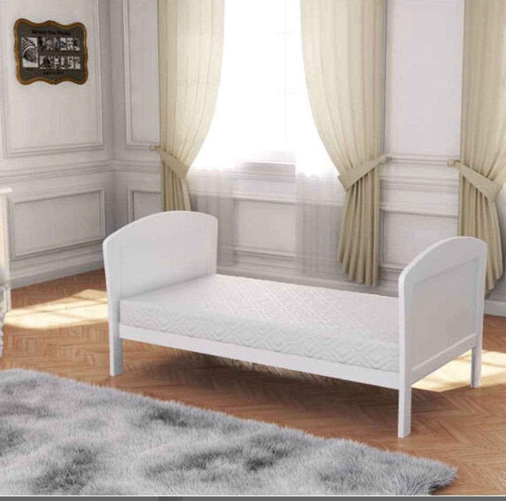 Babymore Aston Dropside Sleigh Cot Bed – White