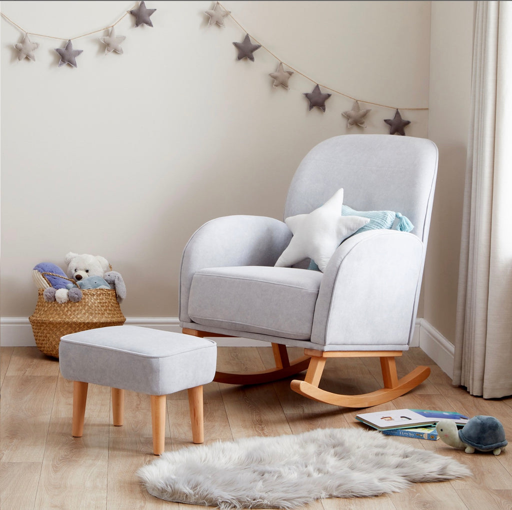 Babymore Freya Nursing Chair with Stool – Grey