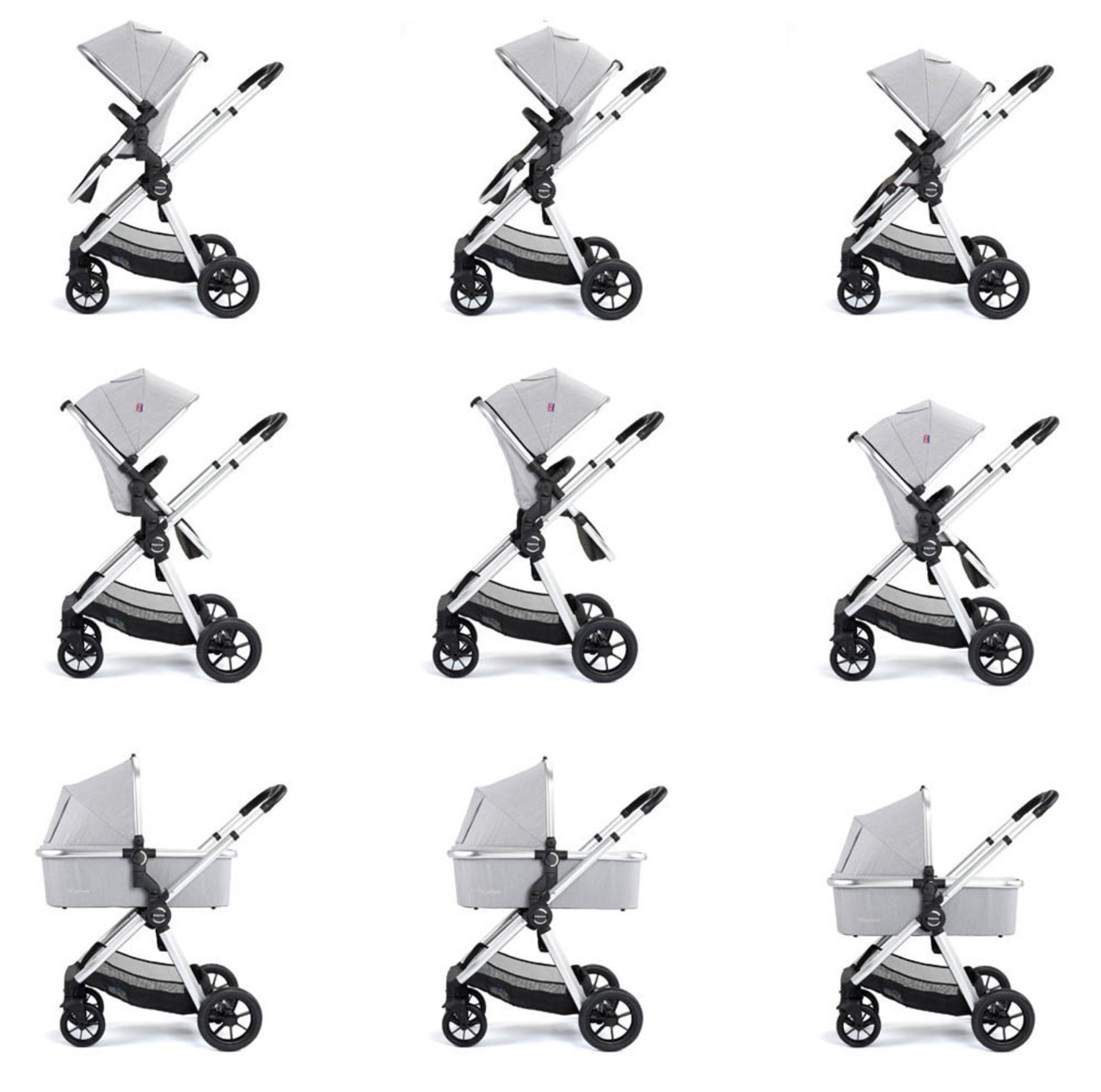 Babymore Memore V2 Pram Pushchair 11 Piece Silver Grey