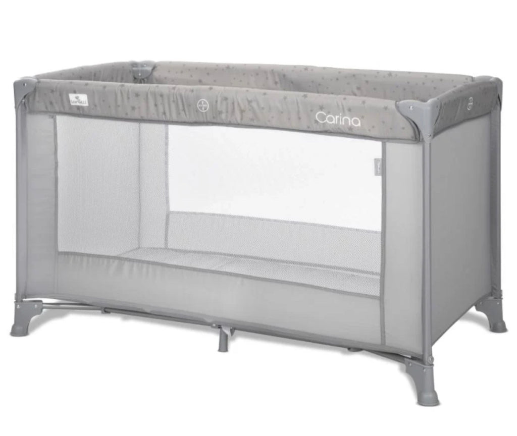 Lorelli Carina 1 Layer Travel Cot - Grey Stars