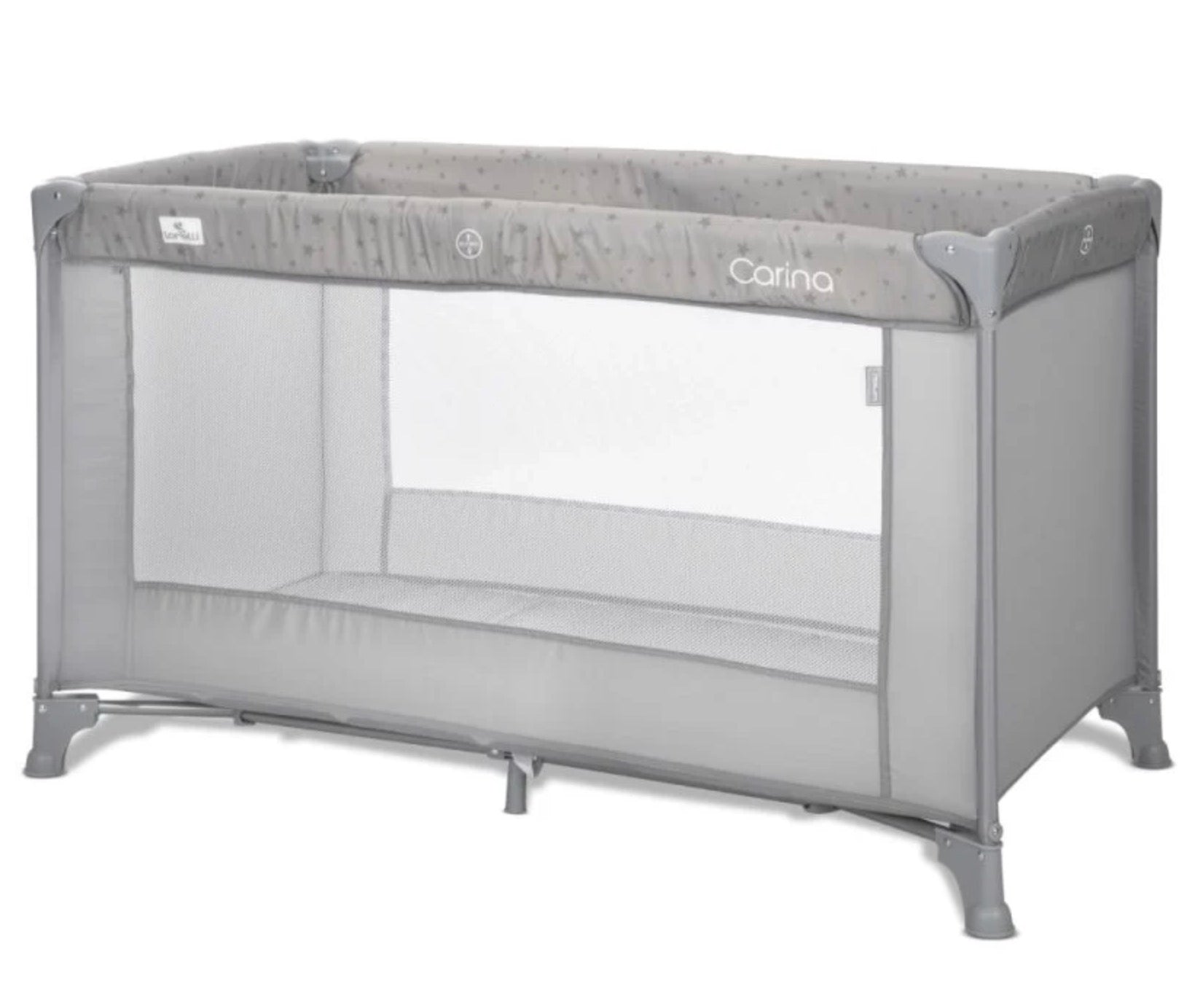 Lorelli Carina 1 Layer Travel Cot - Grey Stars
