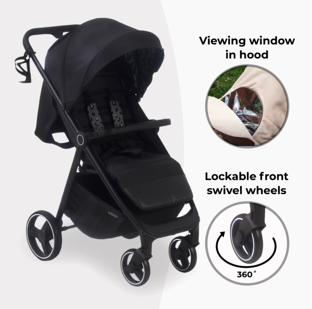 My Babiie MB160 PLUS Pushchair - Black Leopard (MB160DDLB)