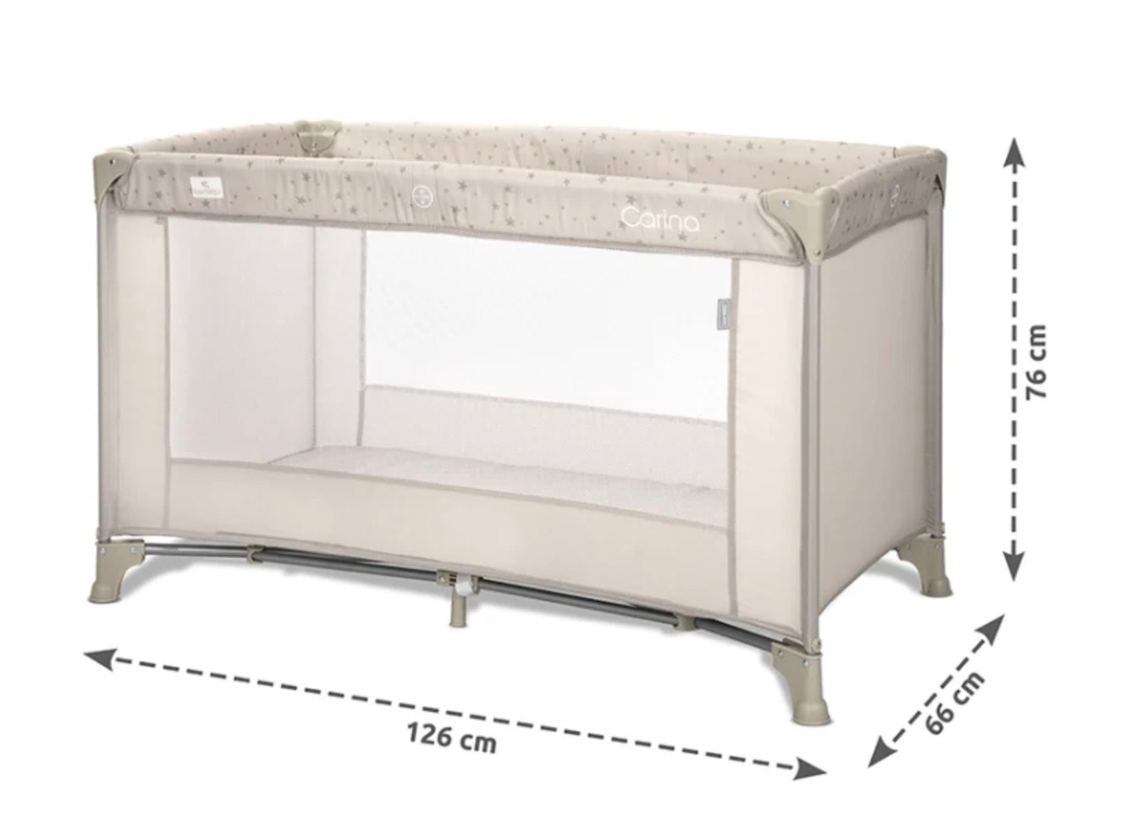 Lorelli Carina 1 Layer Travel Cot - Grey Stars