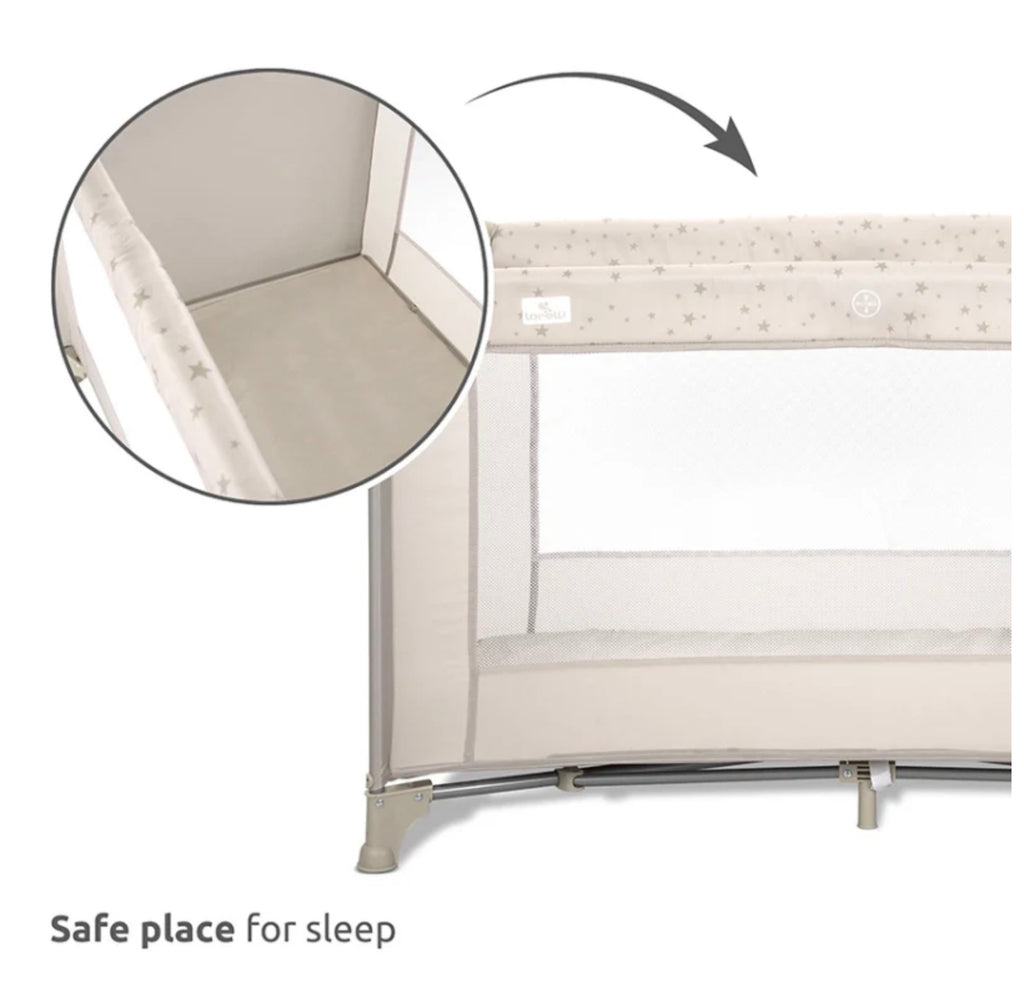 Lorelli Carina 1 Layer Travel Cot - Grey Stars