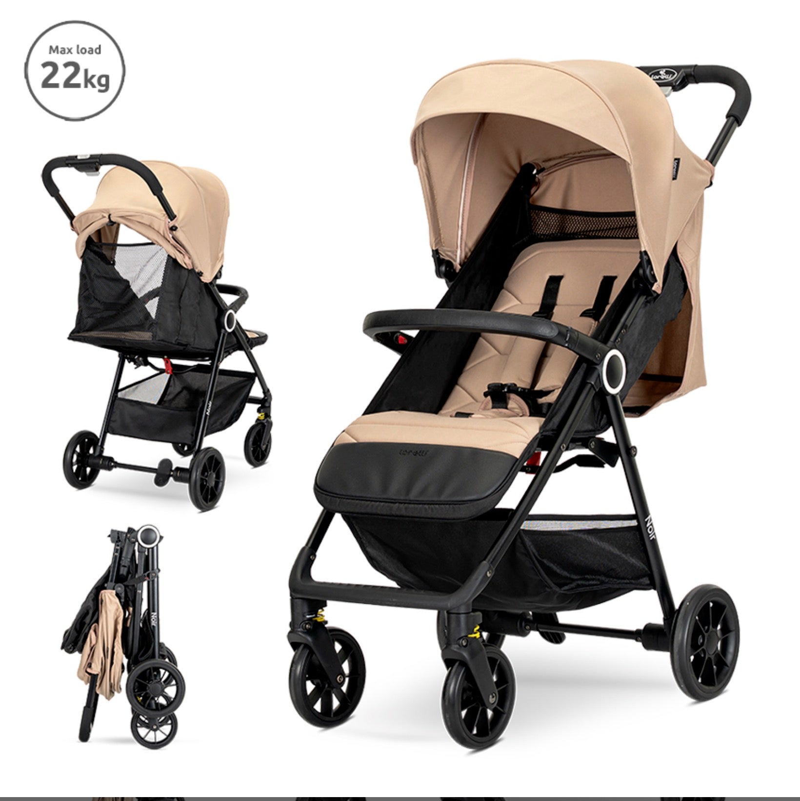 Lorelli Lightweight One Handed Fold Stroller Noir – Beige