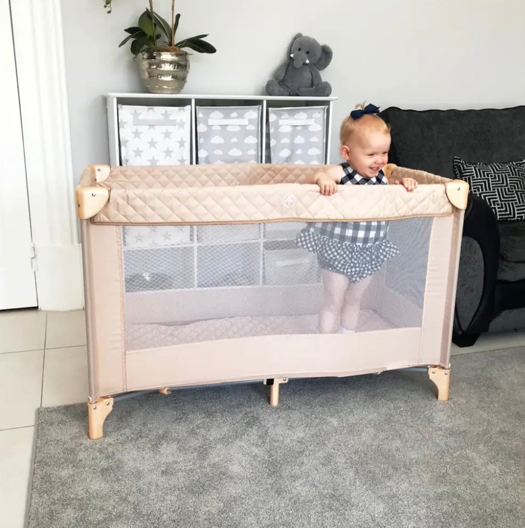My Babiie Quilted Travel Cot-Blush (MBTC1SH)