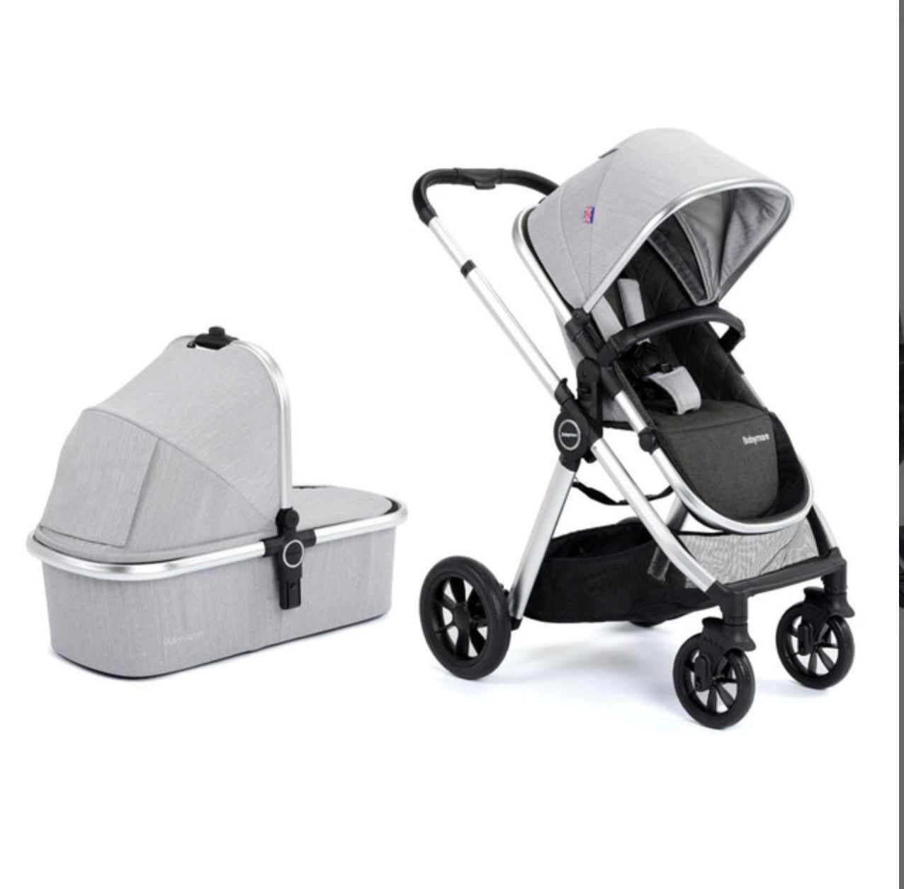 Babymore Memore V2 Pram Pushchair 11 Piece Silver Grey