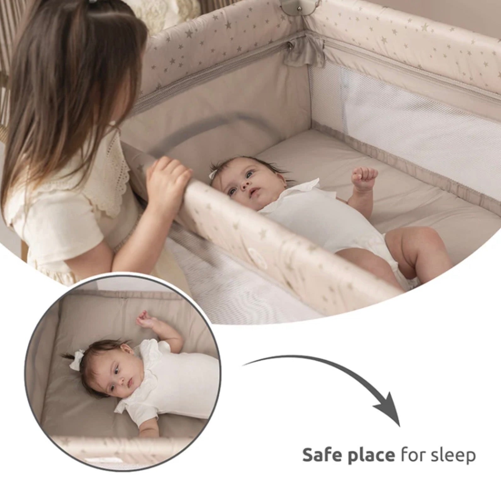 Lorelli Carina 2 Layer Travel Cot - Grey Stars