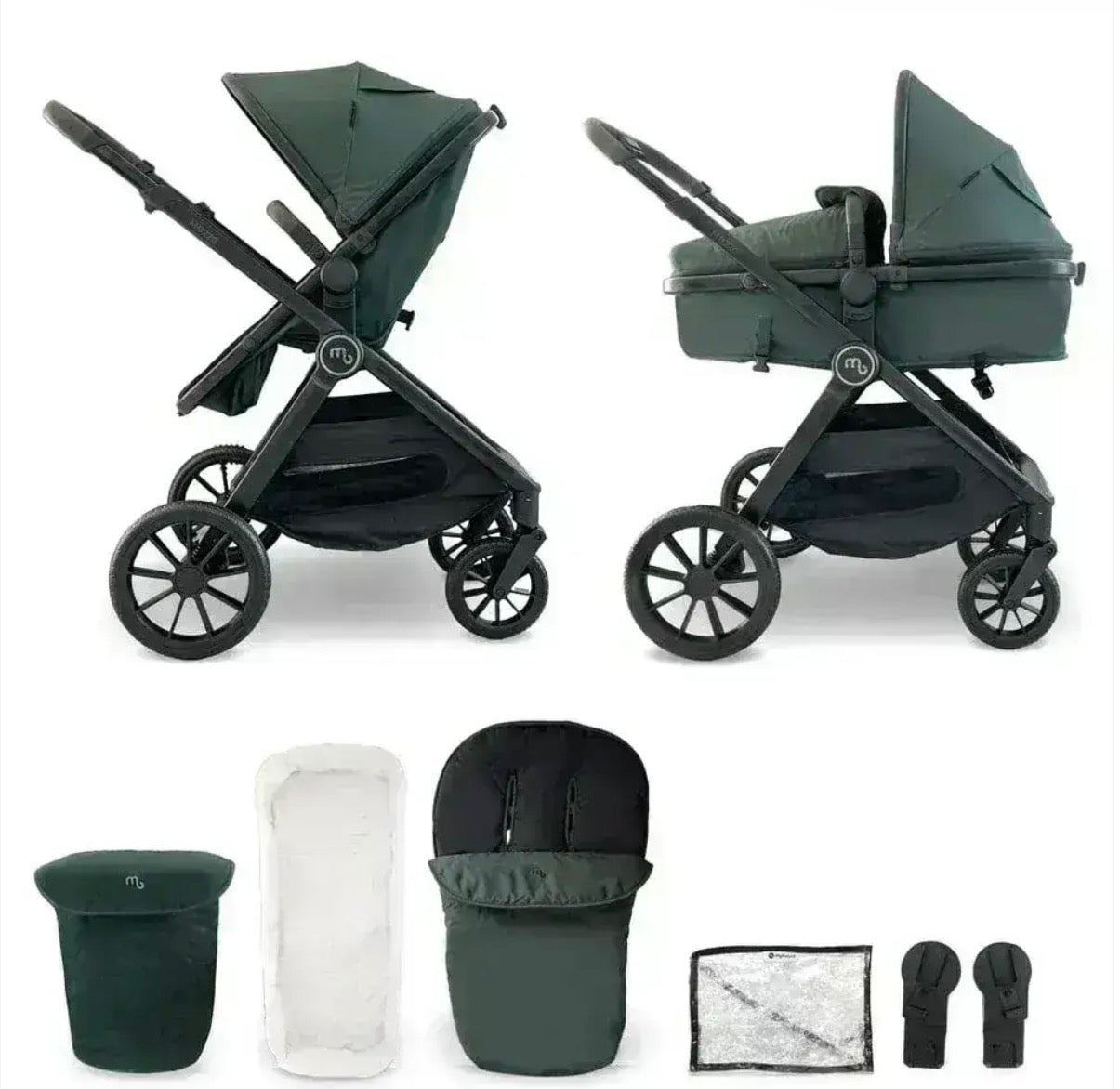 My Babiie MB220 2-in-1 Pramette – Forest Green