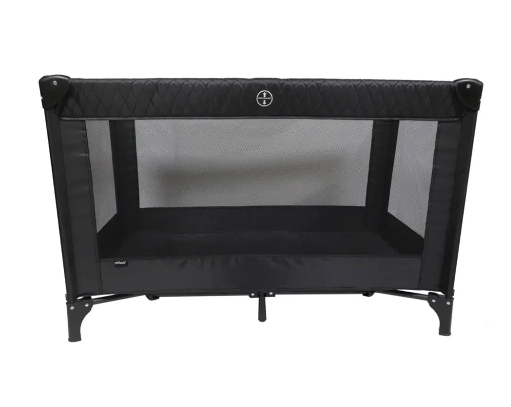 My Babiie Quilted Travel Cot - Black (MBTC1QG)