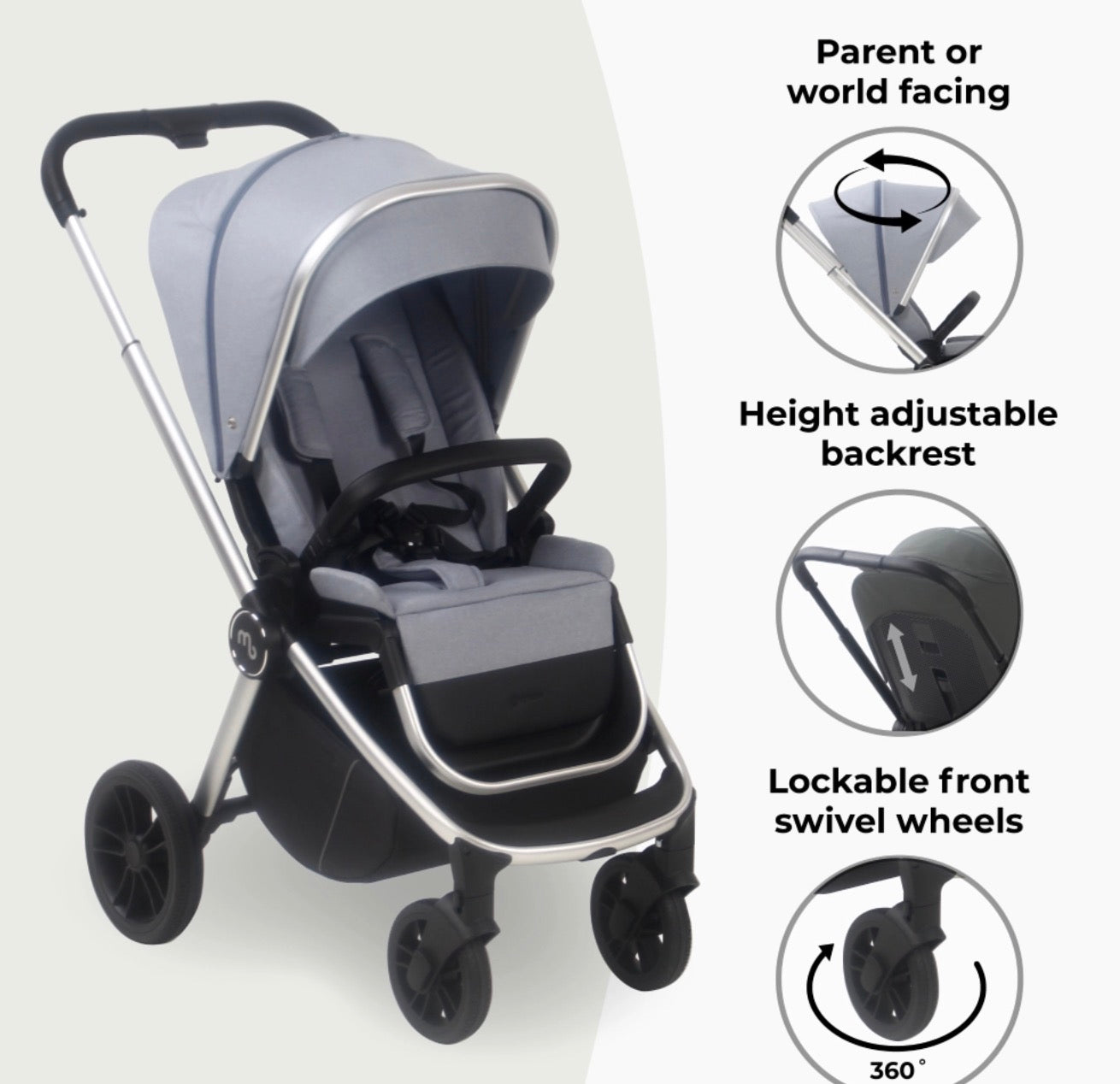 My Babiie MB450i 3 in 1 Travel System - Steel Blue (MB450iBS)