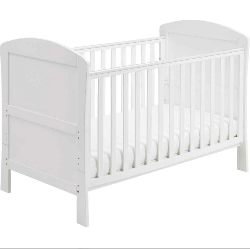 Babymore Aston Dropside Sleigh Cot Bed – White