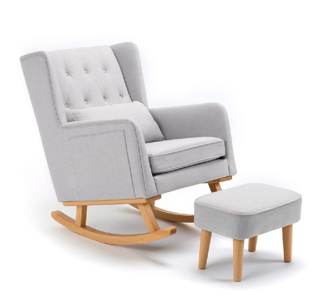 Babymore Lux Nursing Chair with Footstool – Grey