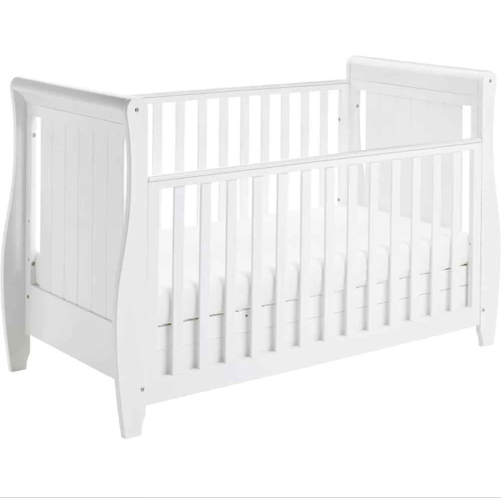 Babymore Stella Dropside Sleigh Cot Bed – White