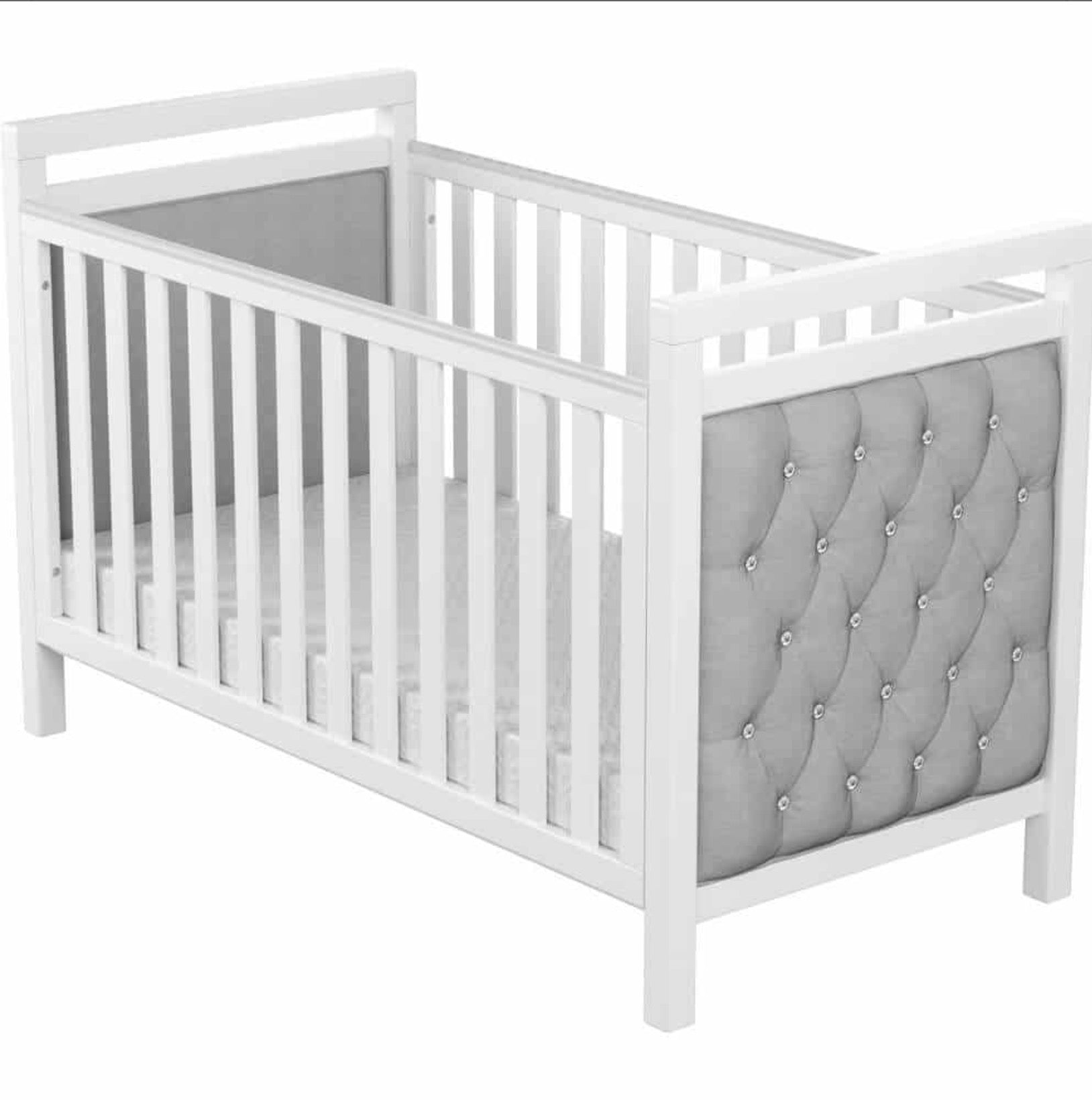 Babymore Deluxe Velvet Cot Bed White/Grey