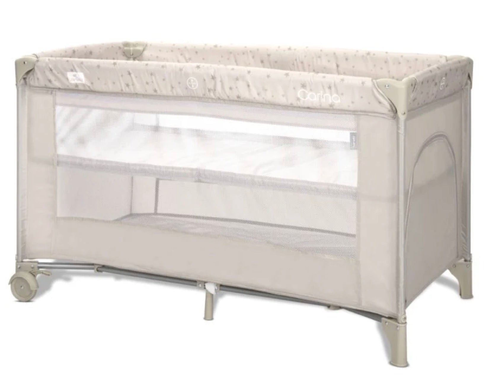 Lorelli Carina 2 Layer Travel Cot - Beige Stars