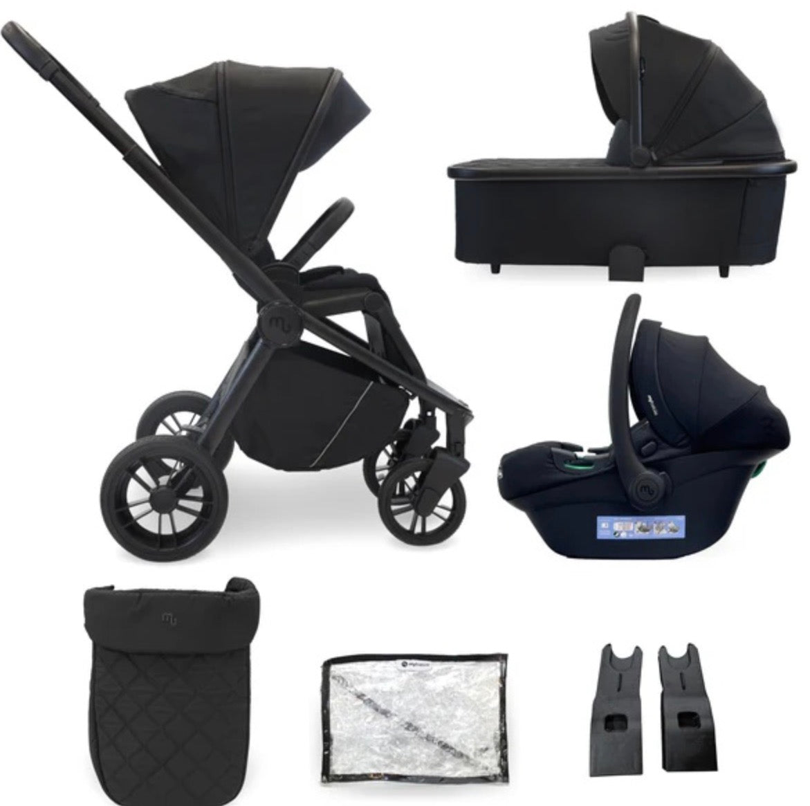 My Babiie 3-in-1 Travel System with i-Size Car Seat – Black