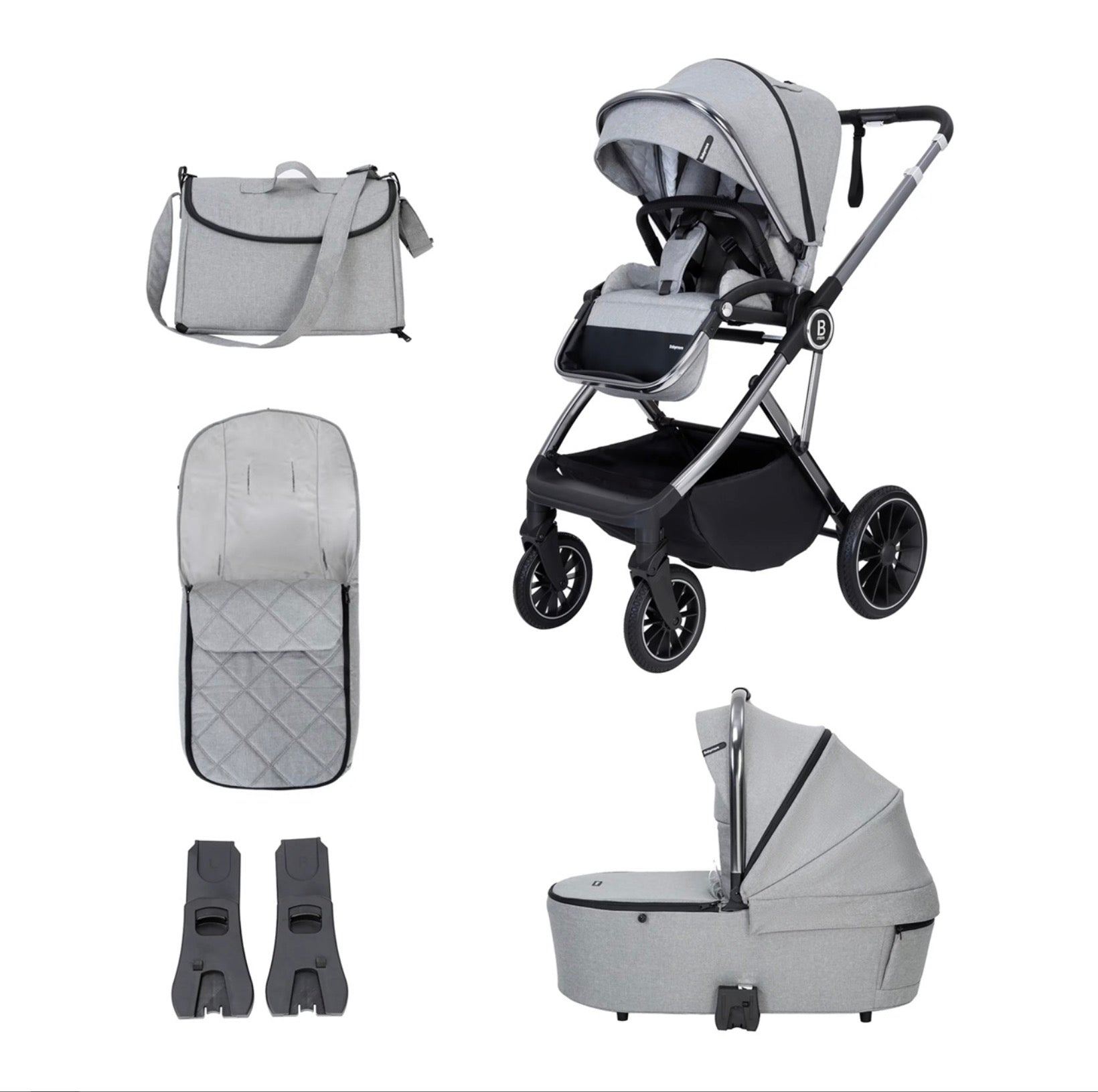 Babymore Chia Pram Pushchair – Pearl Grey