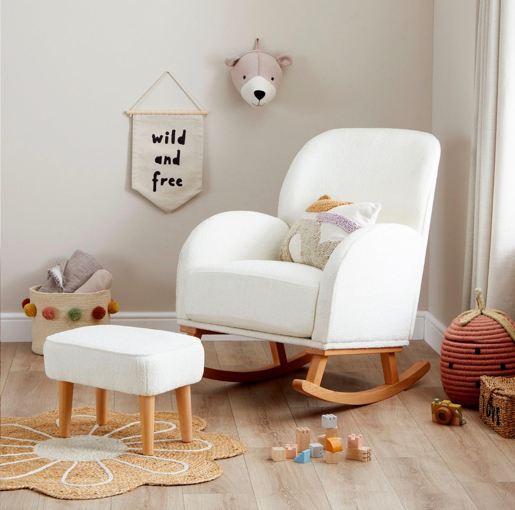 Babymore Freya Nursing Chair with Stool – Boucle