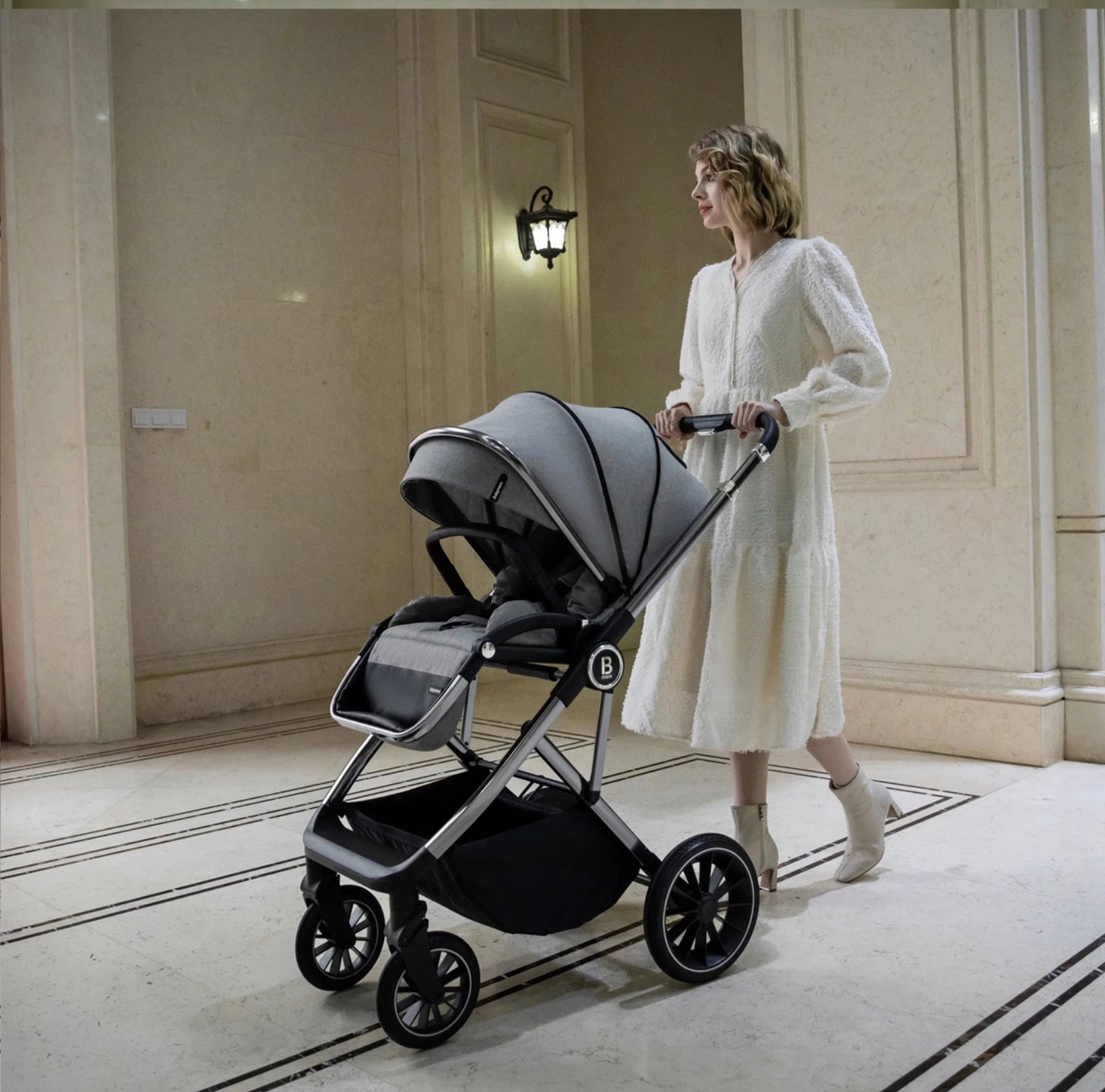 Babymore Chia Pram Pushchair – Pearl Grey