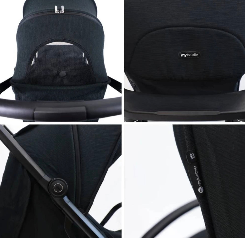 My Babiie MBX7 PLUS Auto Fold Compact Stroller - Black (MBX7DDBL)