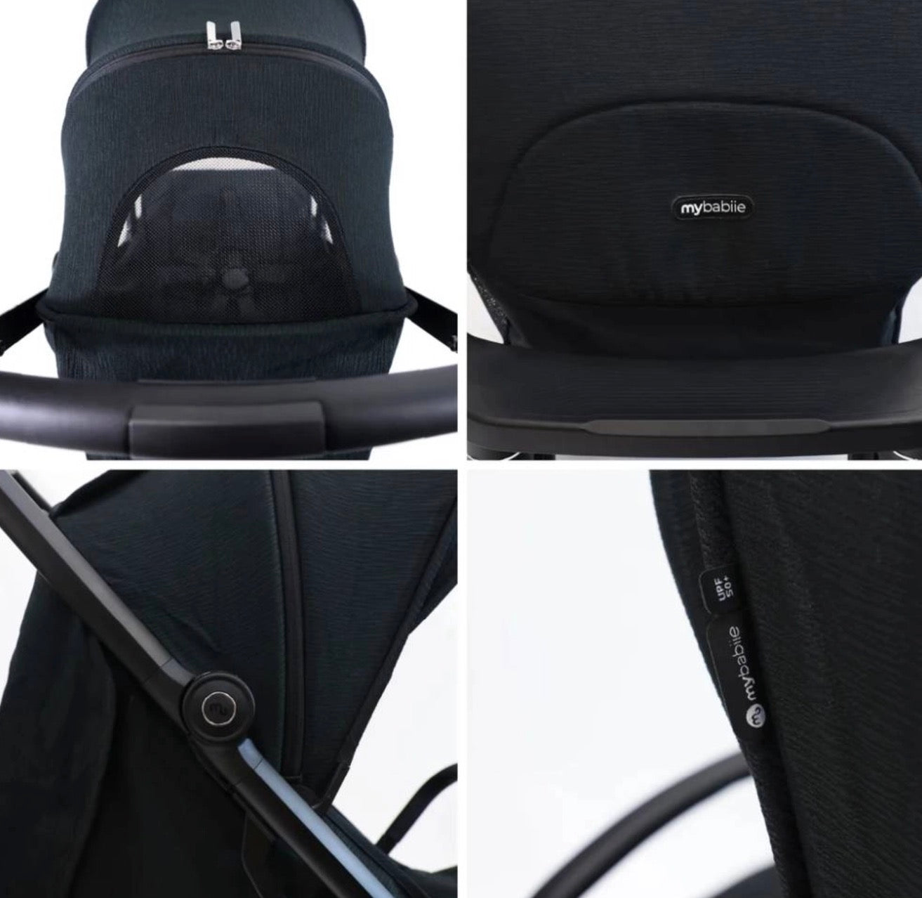 My Babiie MBX7 PLUS Auto Fold Compact Stroller - Black (MBX7DDBL)